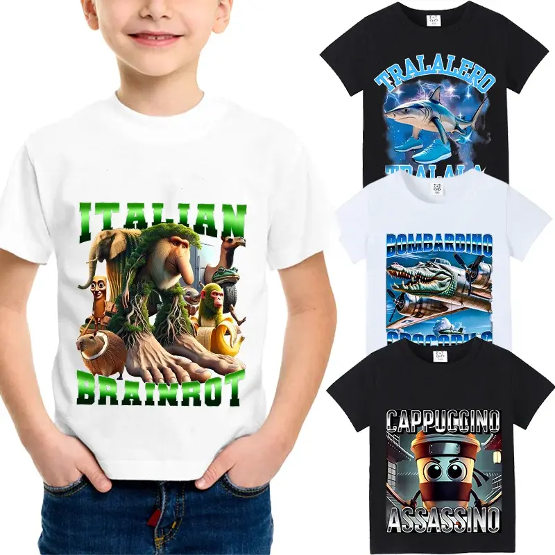Brainrot T-shirt Børn – Sjovt Meme Print