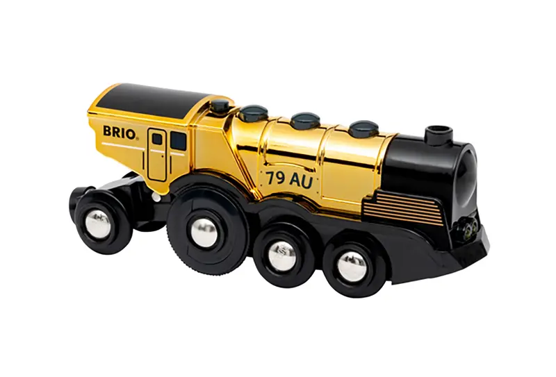 BRIO togbane, batteridrevet actionlokomotiv, guld