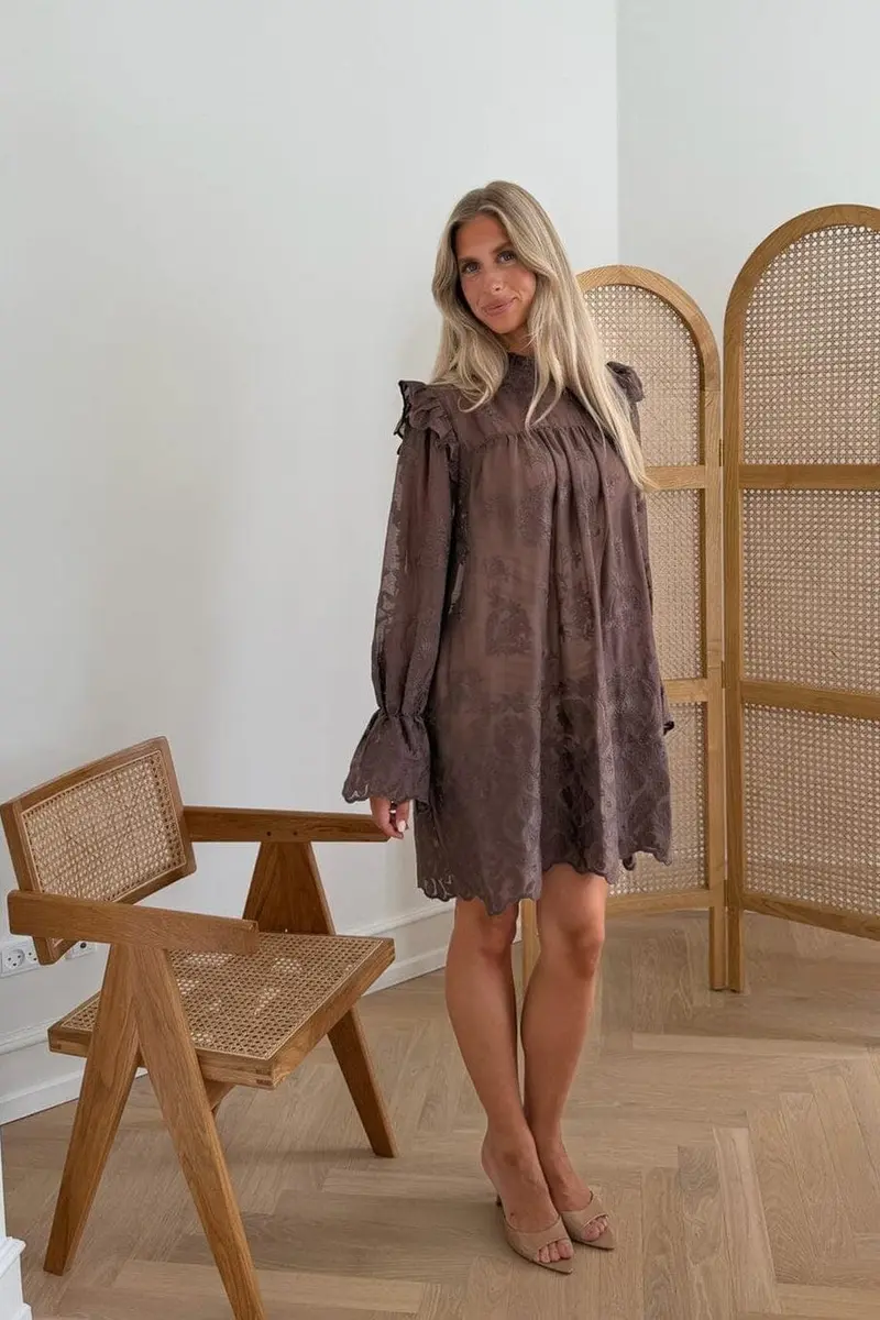 Byic - Ellinoric Lace Dress 2551 - Vintage Brown