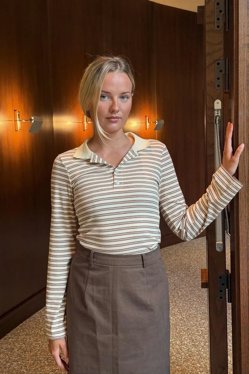 Byic - Livaic Polo A23982 - White Brown Stripes