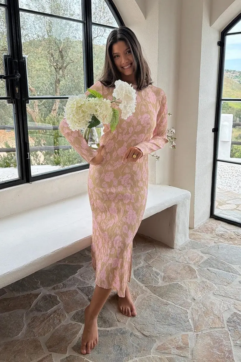 BYIC - Odaic Dress A1015 - Beige Pink Blossom