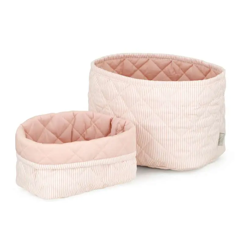 Cam Cam Copenhagen Quiltede Opbevaringskurve - 2 stk. - OCS - Classic Stripes Rose