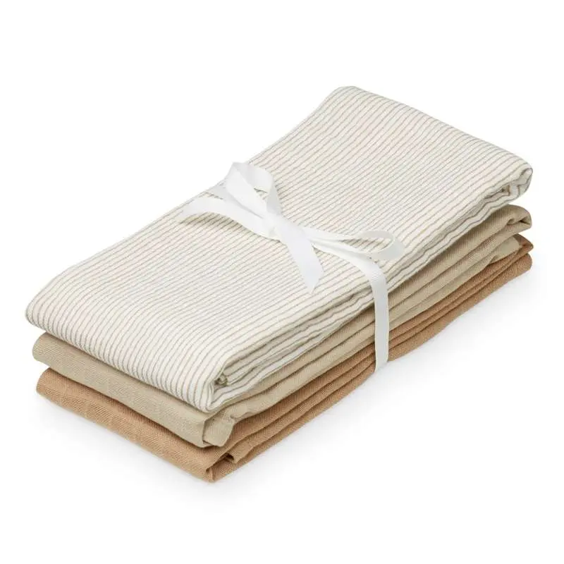 Cam Cam Copenhagen Stofble - 3-pak - GOTS - Mix Classic Stripes Camel/Latte/Camel
