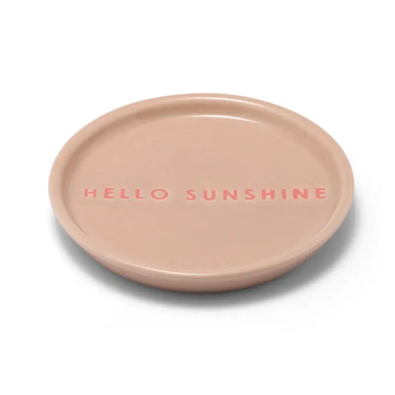 Ceramic petit four plate - HELLO SUNSHINE beige ø8.5cm