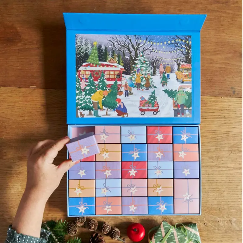 CHRISTMAS TREES & SNOWFLAKES - puslespilsjulekalender med 1.000 brikker