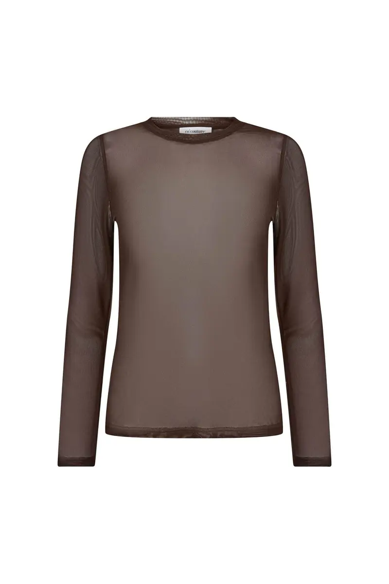 Co´Couture - 33201 Meshcc O-Neck Blouse 500806 - 20002 - Brown
