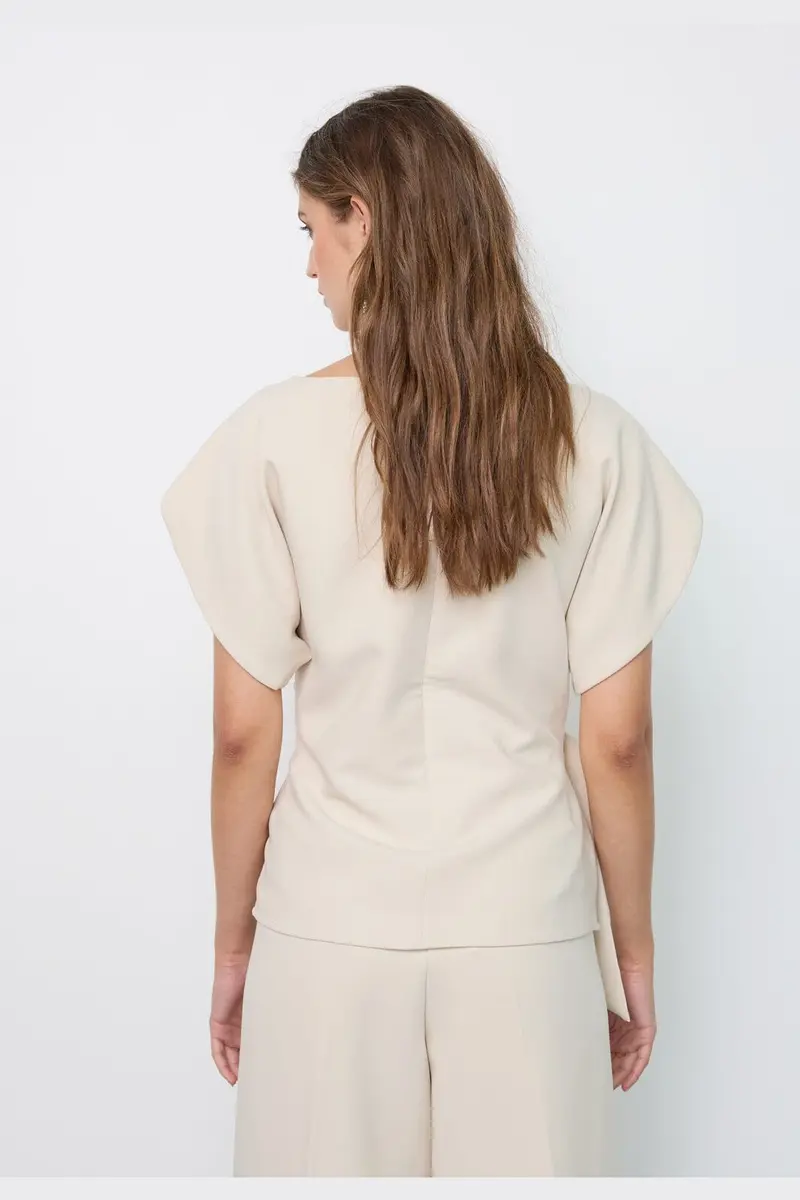 Co´Couture - Acilecc Pleat Ss Blouse 500458 - 10006 - Bone