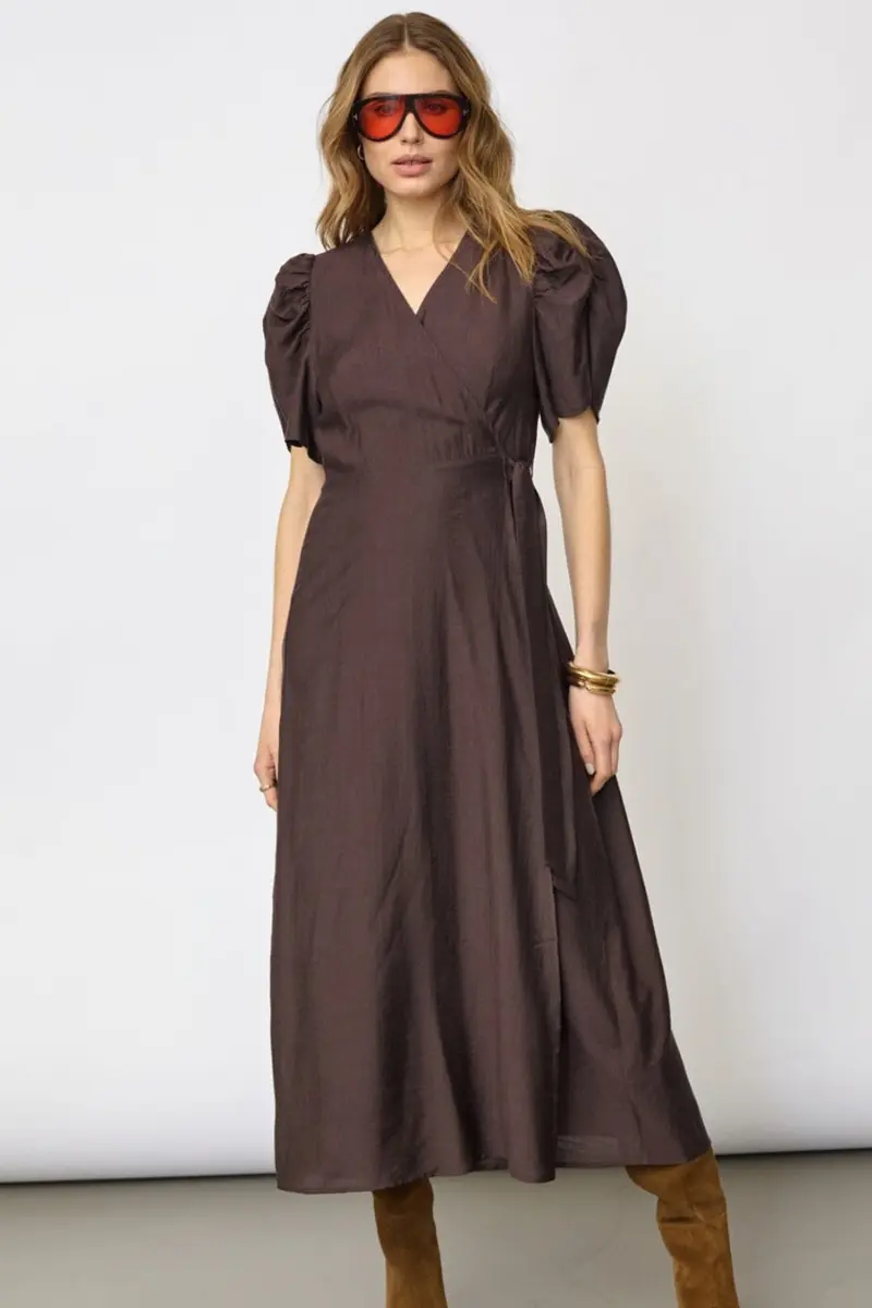 Co´Couture - Heracc Ss Wrap Dress 46094 - 145 - Dark Brown