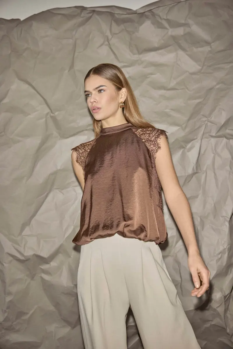 Co´Couture - Iduncc Lace Ballon Top 45185 - 145 - Dark Brown