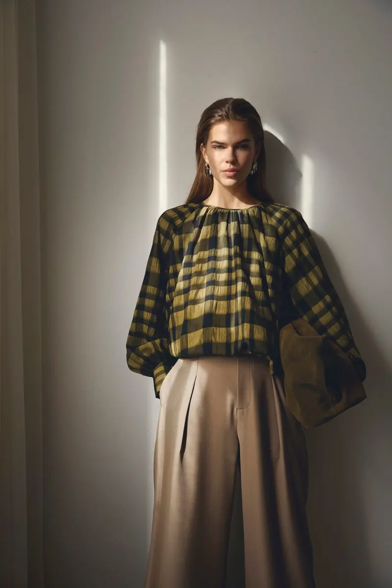 Co´Couture - Kyelcc Check Balloon Blouse 500382 - 60004 - Army