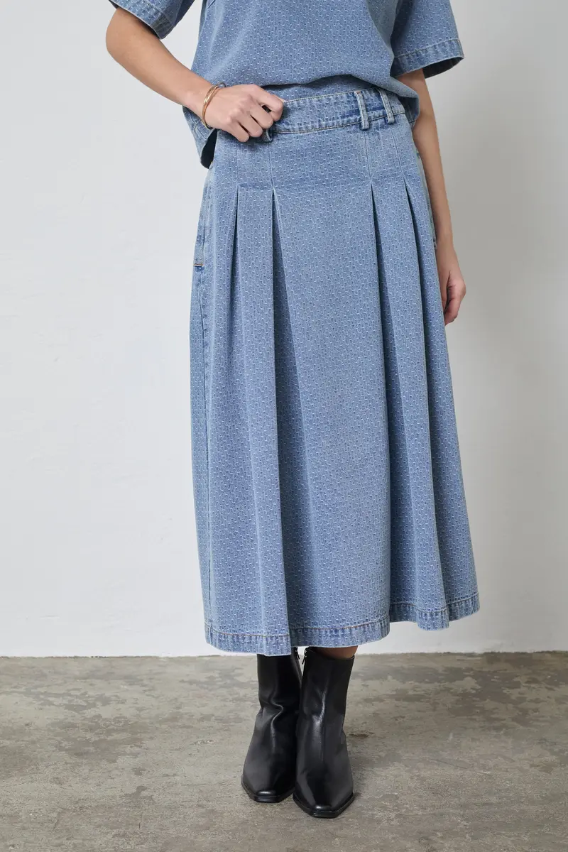 Co´Couture - Lovacc Anya Pleat Skirt 44028 - 552 - Denim Blue
