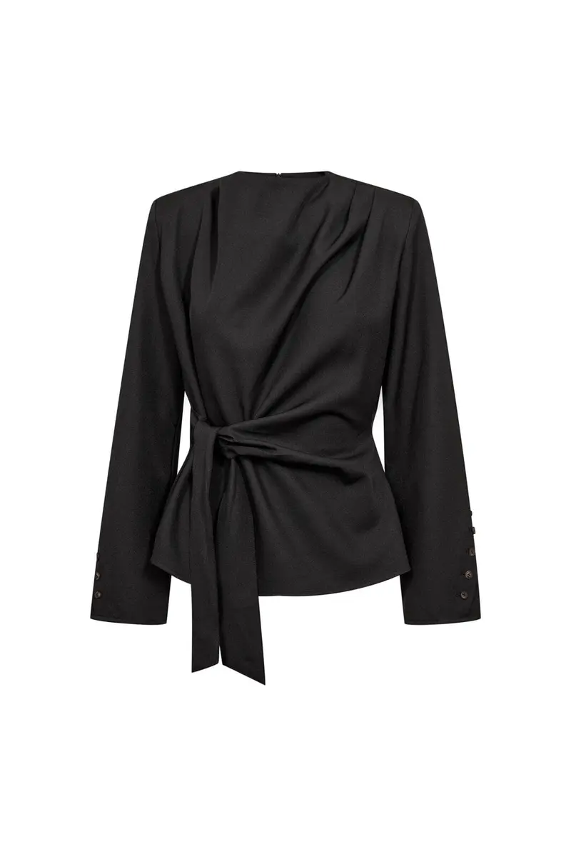 Co´Couture - Lunacc Pleat Tie Blouse 500514 - 65001 - Black