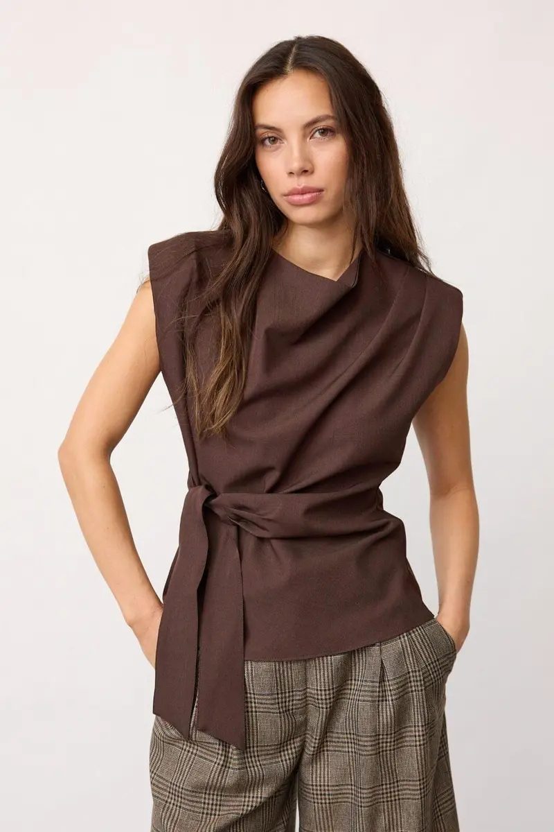 Co´Couture - Lunacc Pleat Top 500314 - 20003 - Dark Brown