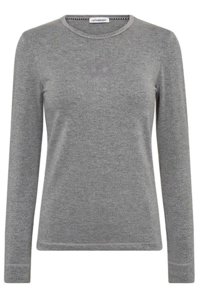 Co´Couture - Mannycc Lurex Emb L/S Tee 33210 - 930 - Silver