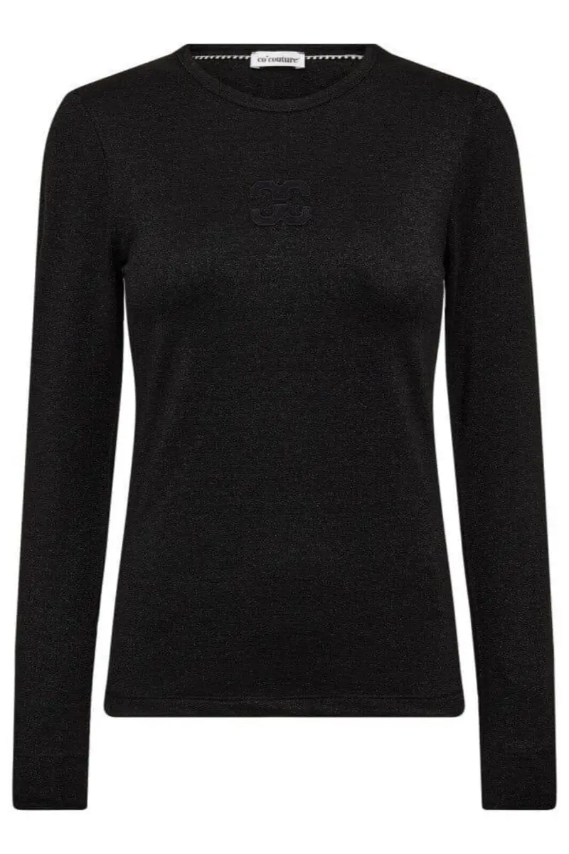 Co´Couture - Mannycc Lurex Emb L/S Tee 33210 - 96 - Black