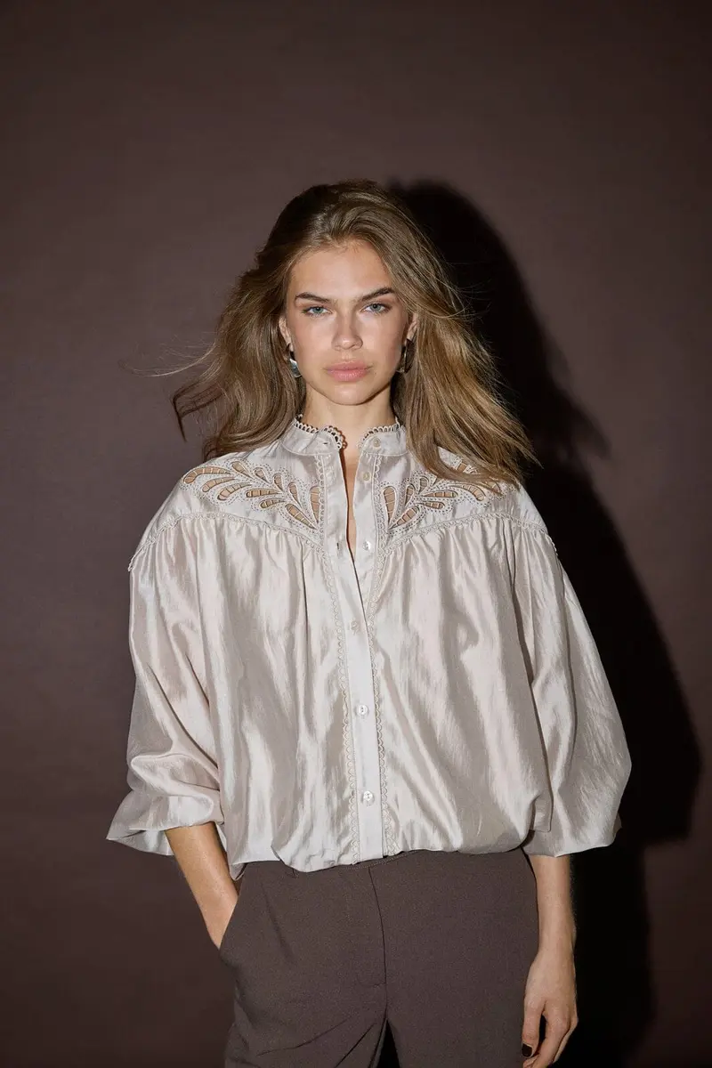 Co´Couture - Melincc Balloon Lace Shirt 500606 - 20011 - Champagne