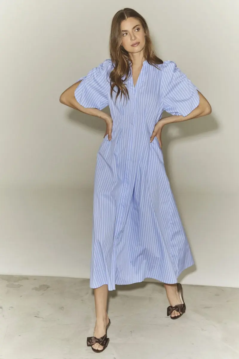 Co´Couture - Micacc Stripe Pleat Dress 36536 - 23 - Pale Blue