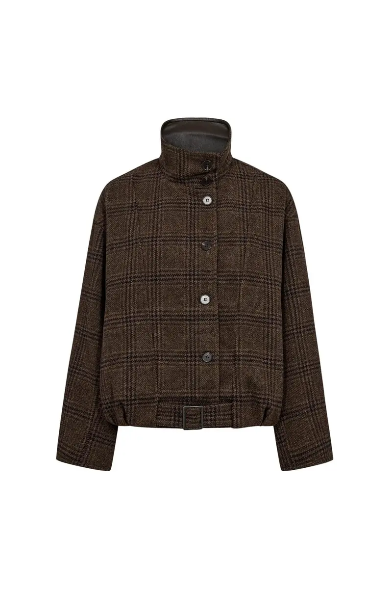 Co´Couture - Olvacc Check Balloon Jacket 500170 - 20003 - Dark Brown