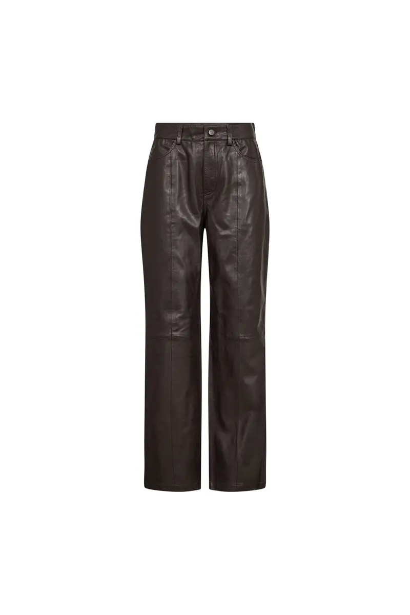 Co´Couture - Phoebecc Leather Straight Pant 500140 - 20003 - Dark Brown