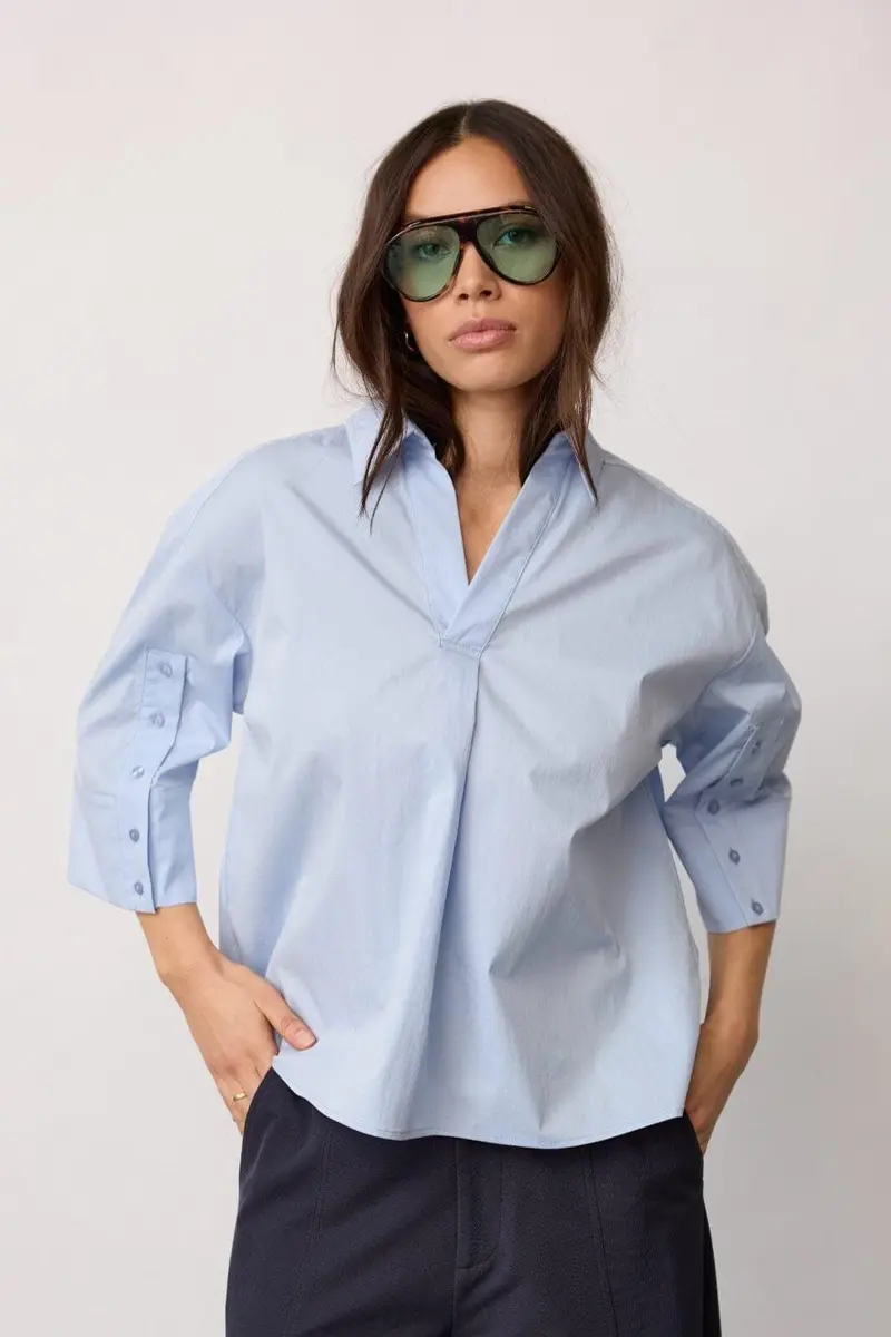 Co´Couture - Poppycc V-Blouse 500024 - 40004 - Pale Blue