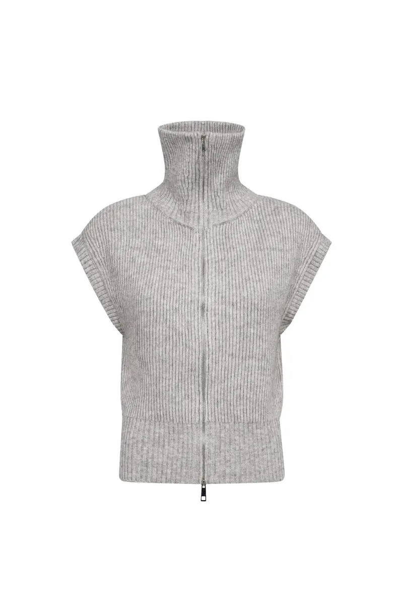 Co´Couture - Rowcc Zip Knit Vest 500028 - 65006 - Grey Melange