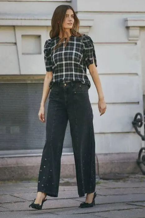 Co´Couture - Sifcc Eyelet Wide Jeans 31586 - 96 - Black