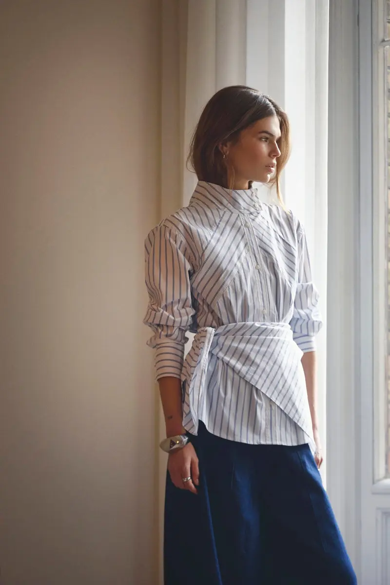 Co´Couture - Somocc Stripe Funnel Neck Shirt 500372 - 10001 - White