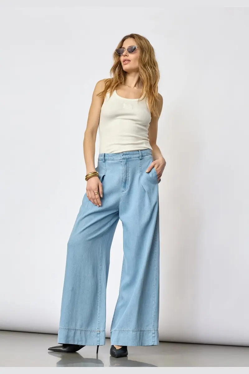 Co´Couture - Tillycc Pleat Pant 41157 - 114 - Fade Denim