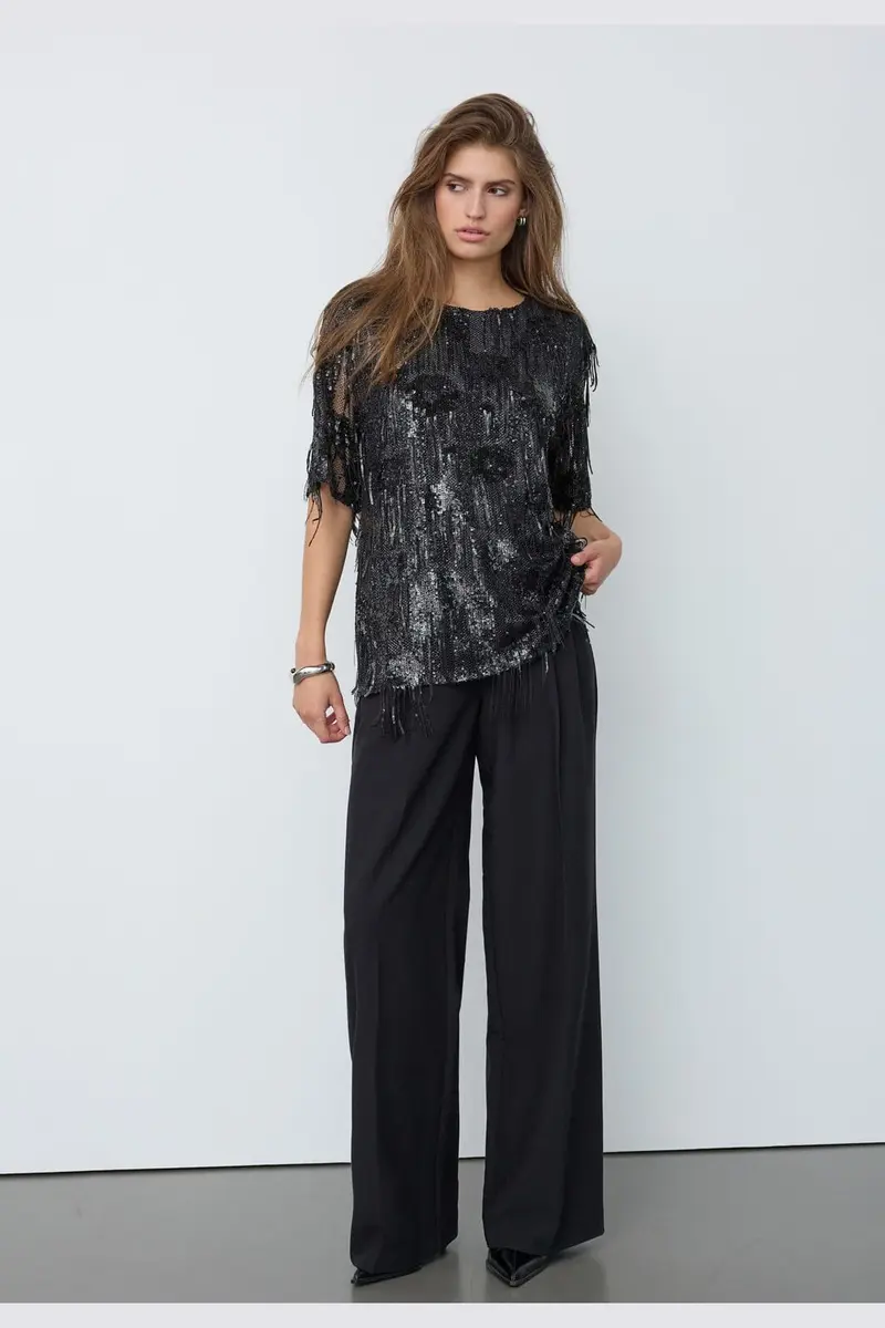 Co´Couture - Tyracc Sequin Ss Blouse 500535 - 65001 - Black