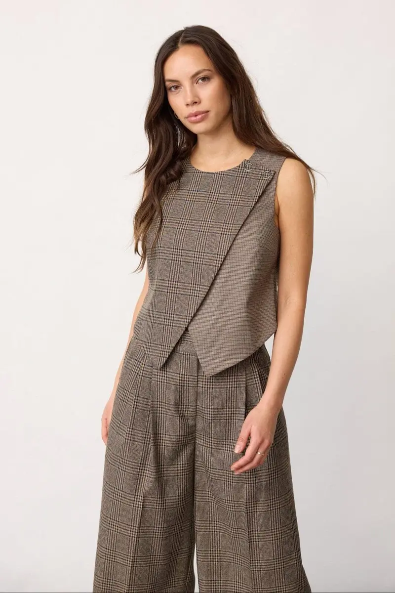 Co´Couture - Veyacc Check Wrap Vest 500142 - 20002 - Brown