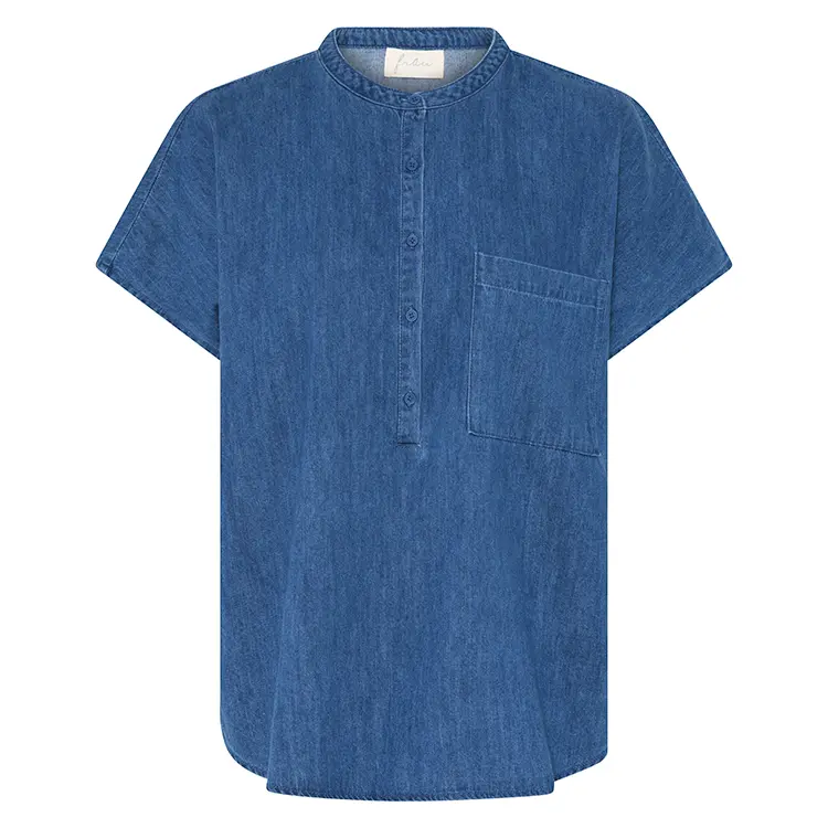 Colombo SS Denim Top | Bluse | Dame | Bomuld