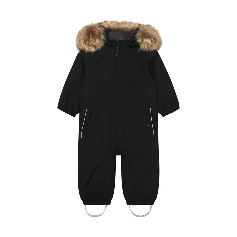 Color Kids Babyflyverdragt med kunstig pelskrave - Black