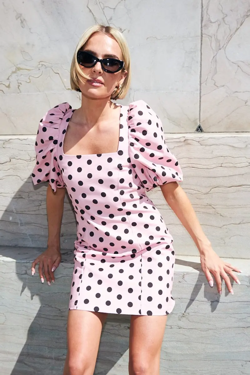 Cras - Joselle Dress CE1039 - 8142 - 8142 Orchid Pink Polka