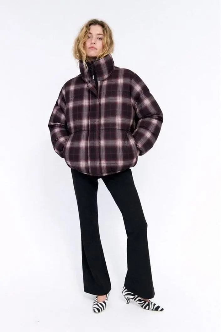 Cras - Valencia Puffer Jacket C387 - Bordeaux Check
