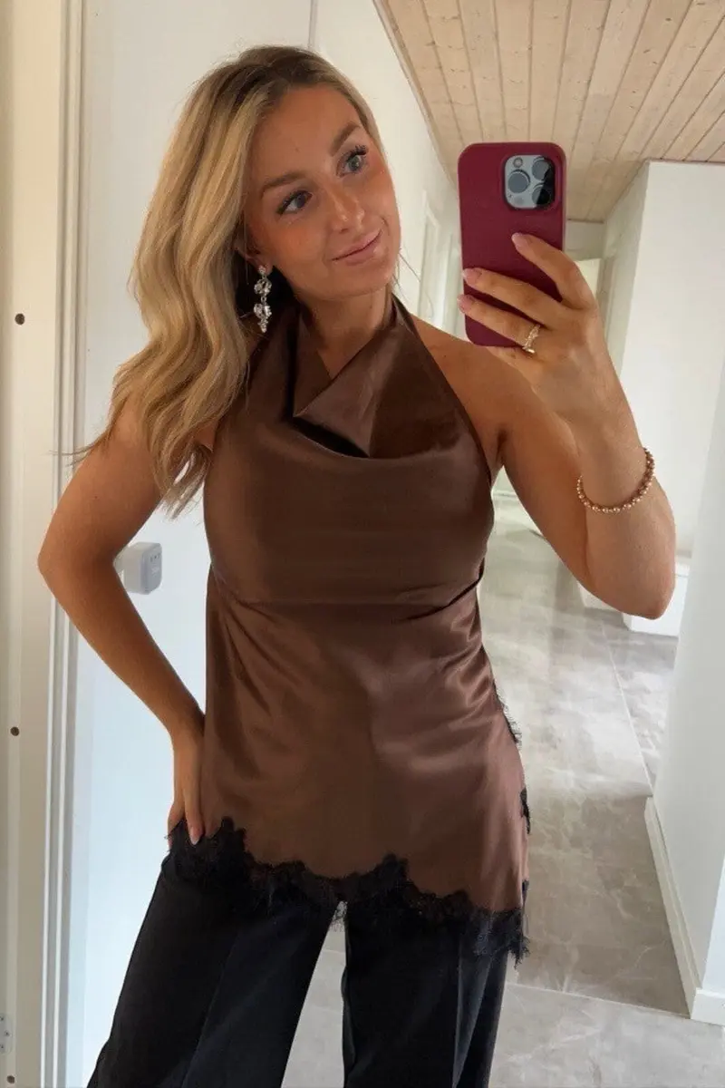 Dear Molly - Halterneck Lace - Brown