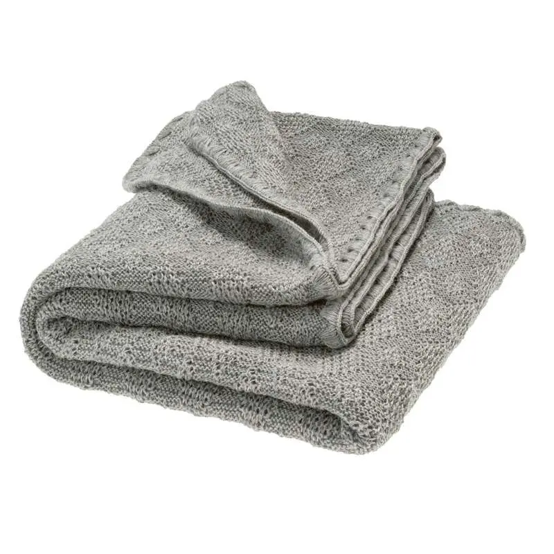 Disana Strikket Babytæppe - Merinould - 80x100 cm. - Grey