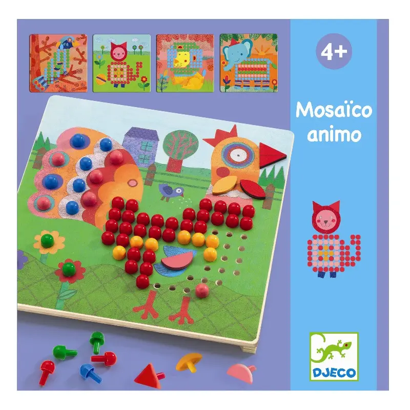 Djeco kreativ, stiftmosaik med dyr