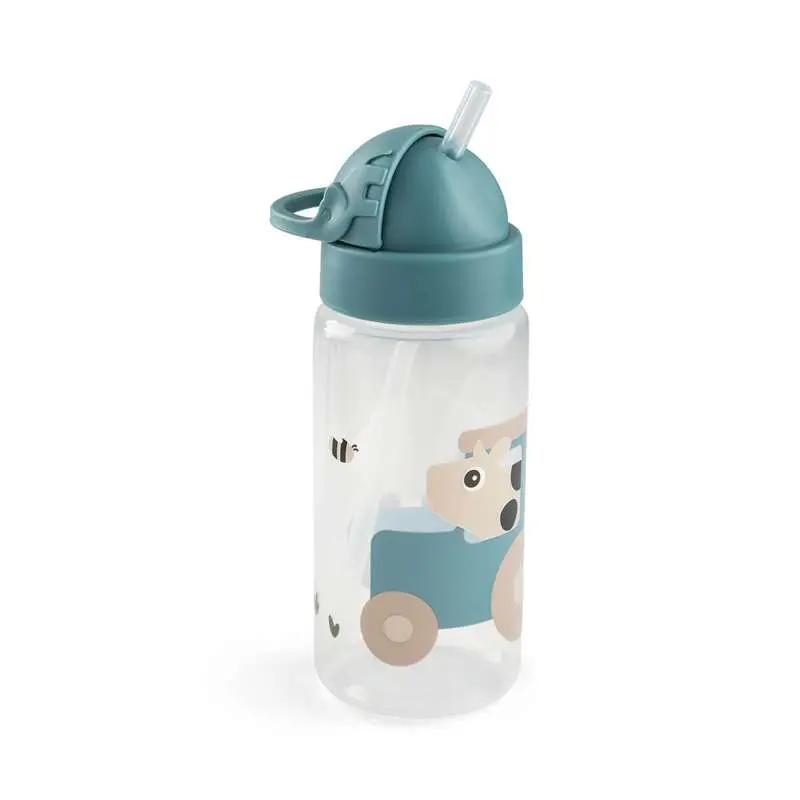 Done by Deer Drikkedunk m. Sugerør - 350ml - Tiny Farm - Blå