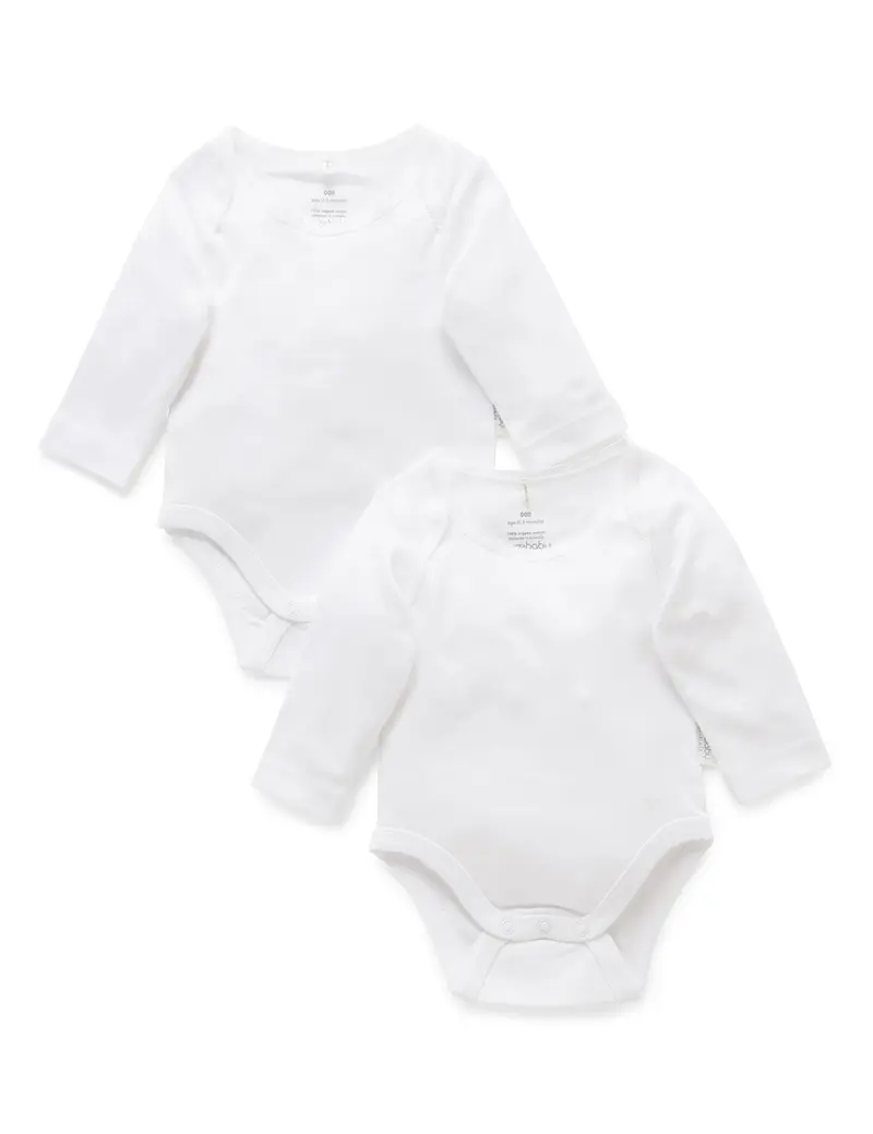 Easy Neck L/S Bodysuit 2 pack - White