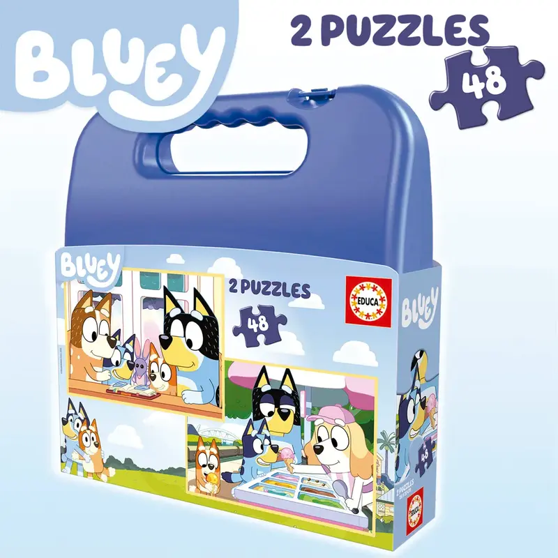 Educa Bluey Puslespil 2 x 48 brikker – i praktisk kuffert