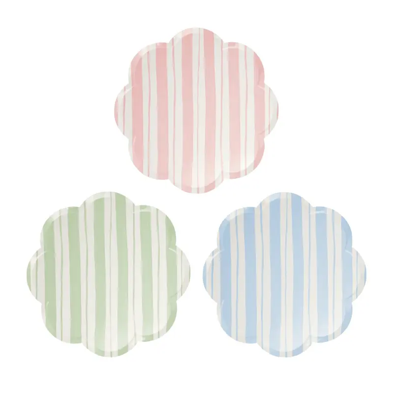 Engangstallerkener, pastel striber