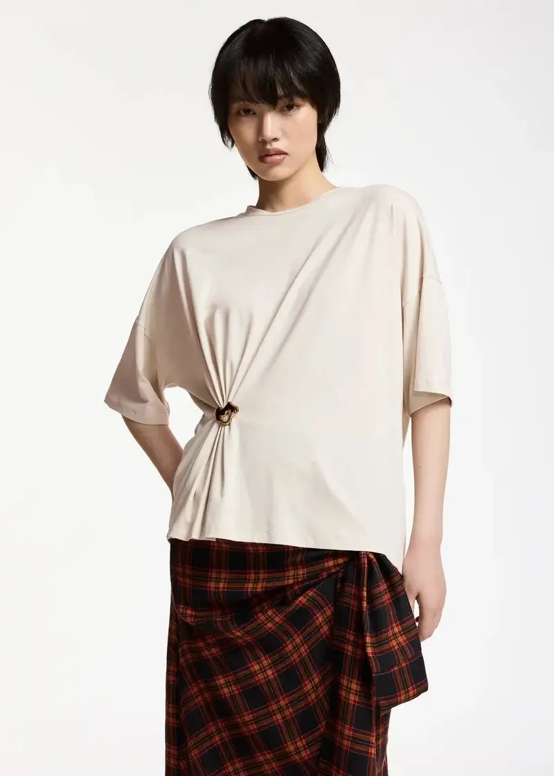 Essentiel Antwerp - Kuba T-Shirt With Brooch - Ow01 Off White