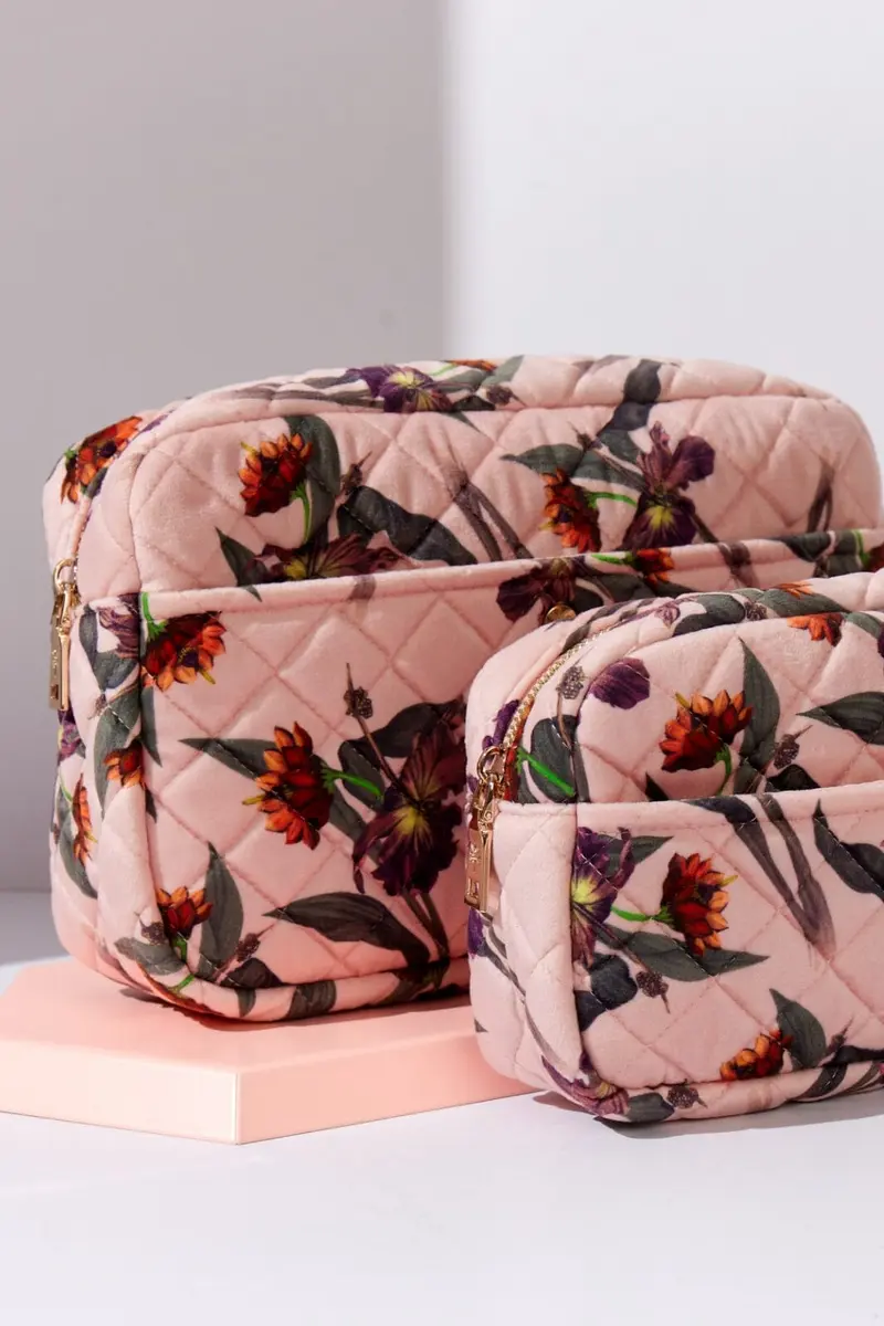 Fan Palm - Beauty Bag Velvet - Rose Hibiscus