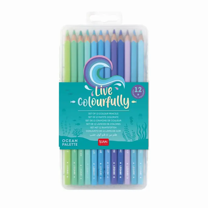 Farve blyanter, Live Colourfully - Cyan / 12 blyanter