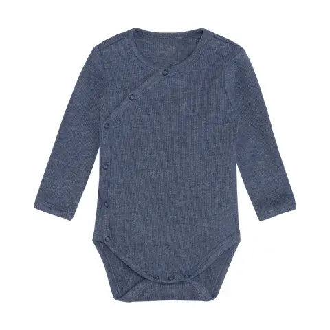 Fixoni - Langærmet Wrap Body Melange Rib - Vintage Indigo Melange 423101