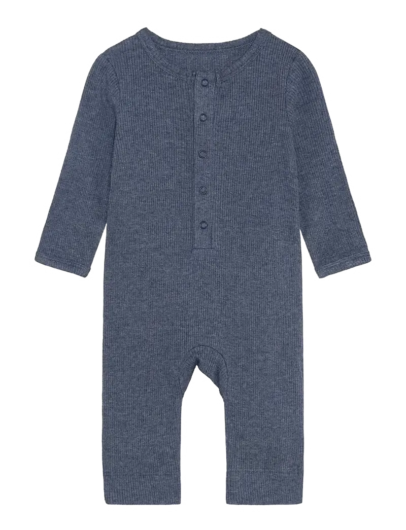 Fixoni Rompers LS Melange Rib - Blå Langærmede 423104
