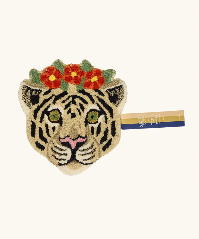 FLORAL WHITE TIGER HEAD, TÆPPE