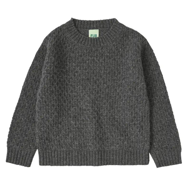 Fub Lambswool Crew Jumper - Grey Melange