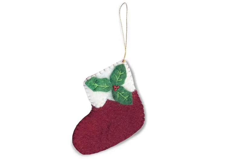 Gamcha Christmas Ornament - Dark Red Sock