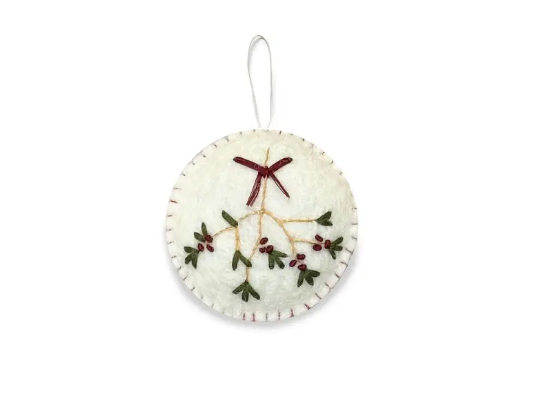 Gamcha Christmas Ornament - Embroidered Mistletoe